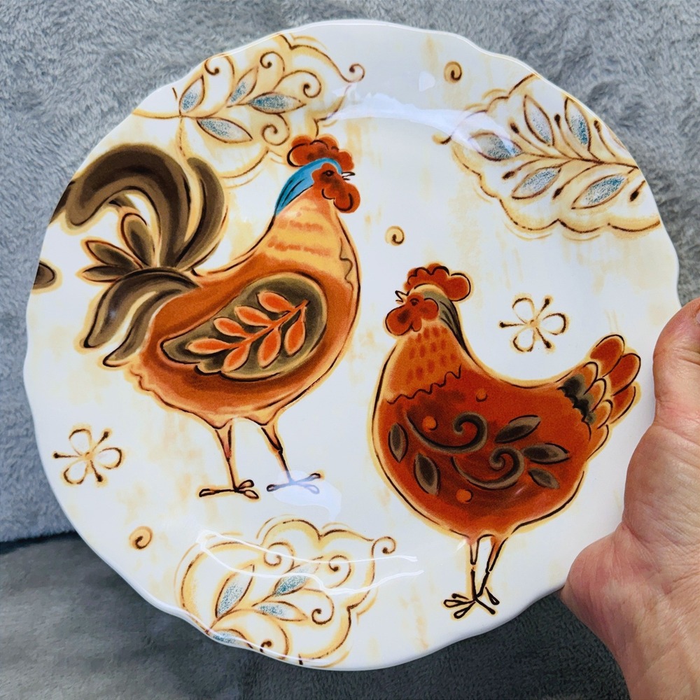 Pier 1 Imports Gallo Rooster Dinner Plate Ironstone Farmhouse Cottage Chicken - Picture 6 of 6